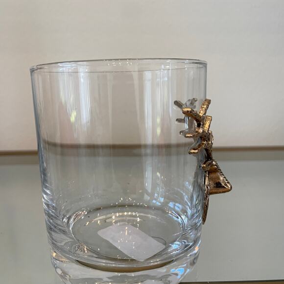 Christmas Gold Stag Old Fashioned Whiskey Glasses 12oz. Holiday Cocktail New - Picture 13 of 16